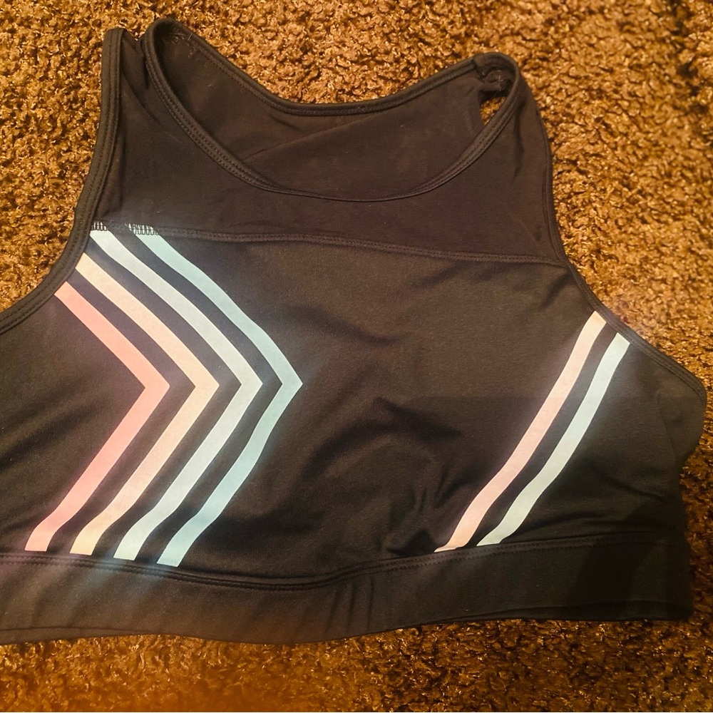 C&C California Black Sports Bra with Chevron Accents